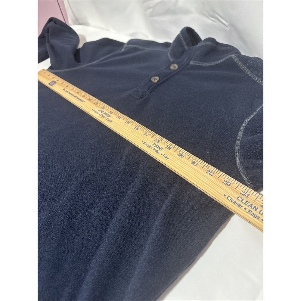 GH Bass Mens Long Sleeve Pullover Fleece Sweater Size XL Blue 3 Button Mock Neck - Picture 7 of 8